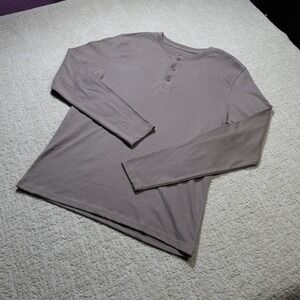 Goodfellow & Co Mens Long Sleeve Vintage Henley Shirt Brown S NWT